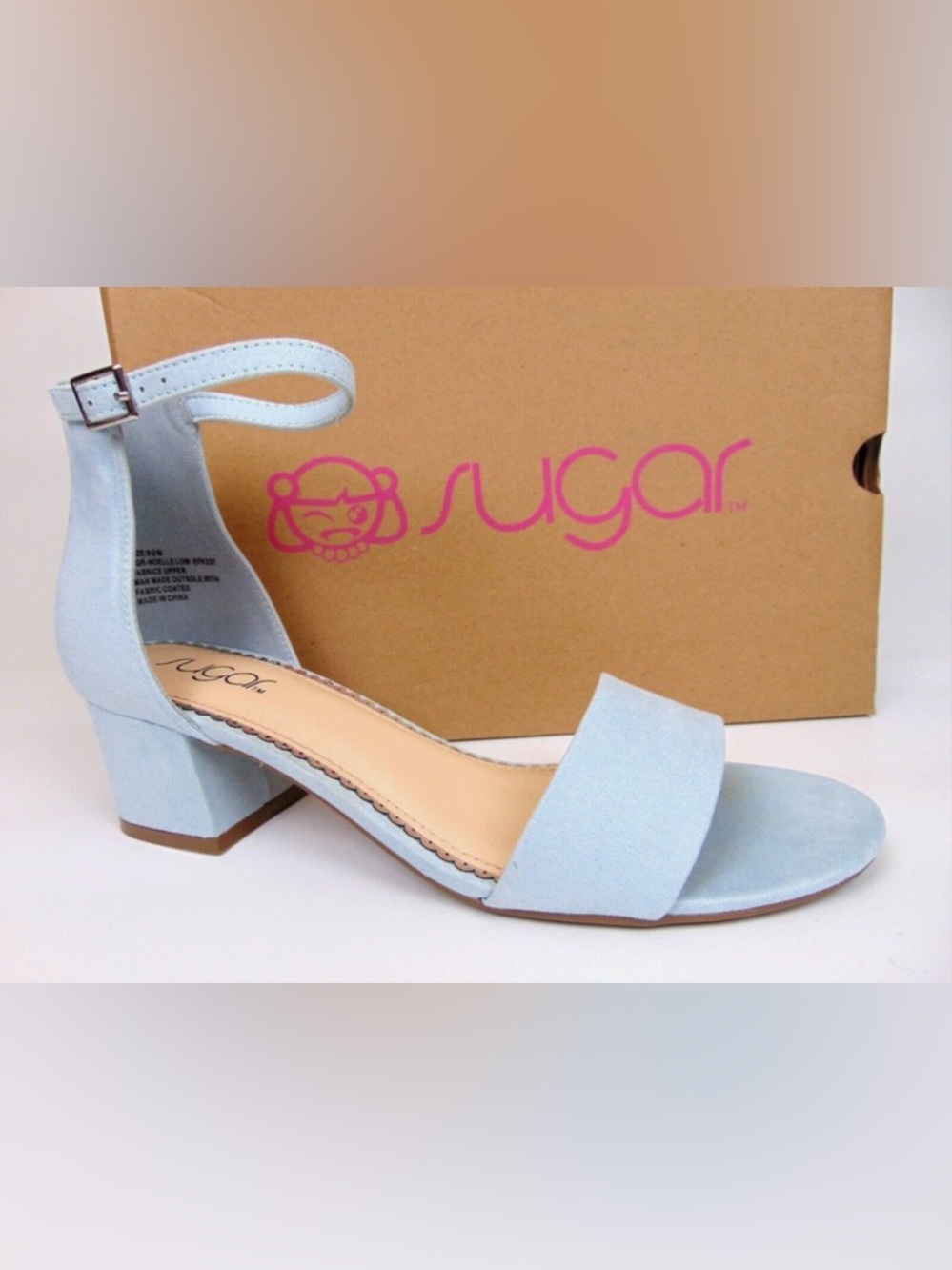 NIB Sugar Noelle Low Heel Dress Sandals, Baby Blue Micro - Picture 3 of 3